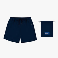 Short de bain à cordon de serrage satiné - Bleu
