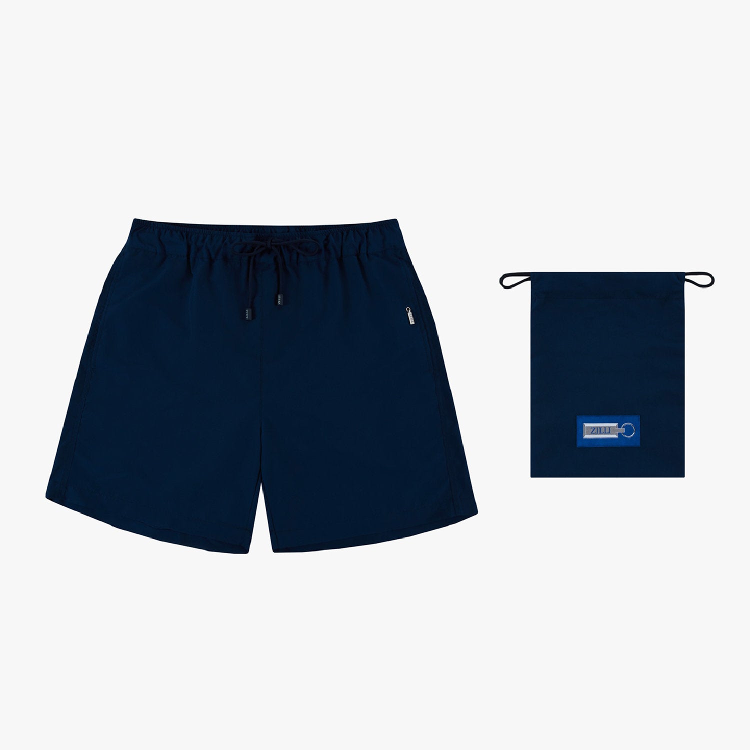 Short de bain à cordon de serrage satiné - Bleu