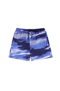 Short de bain à motif abstrait - White Red Blue