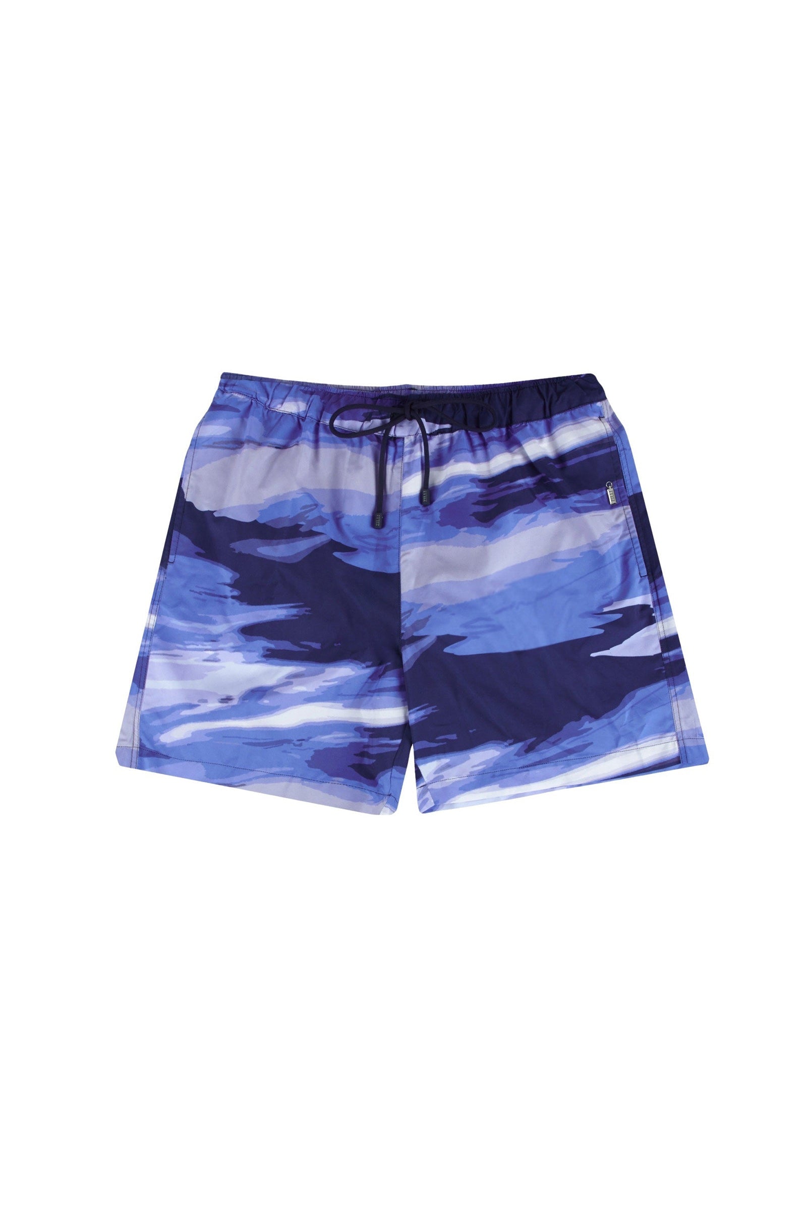 Short de bain à motif abstrait - White Red Blue