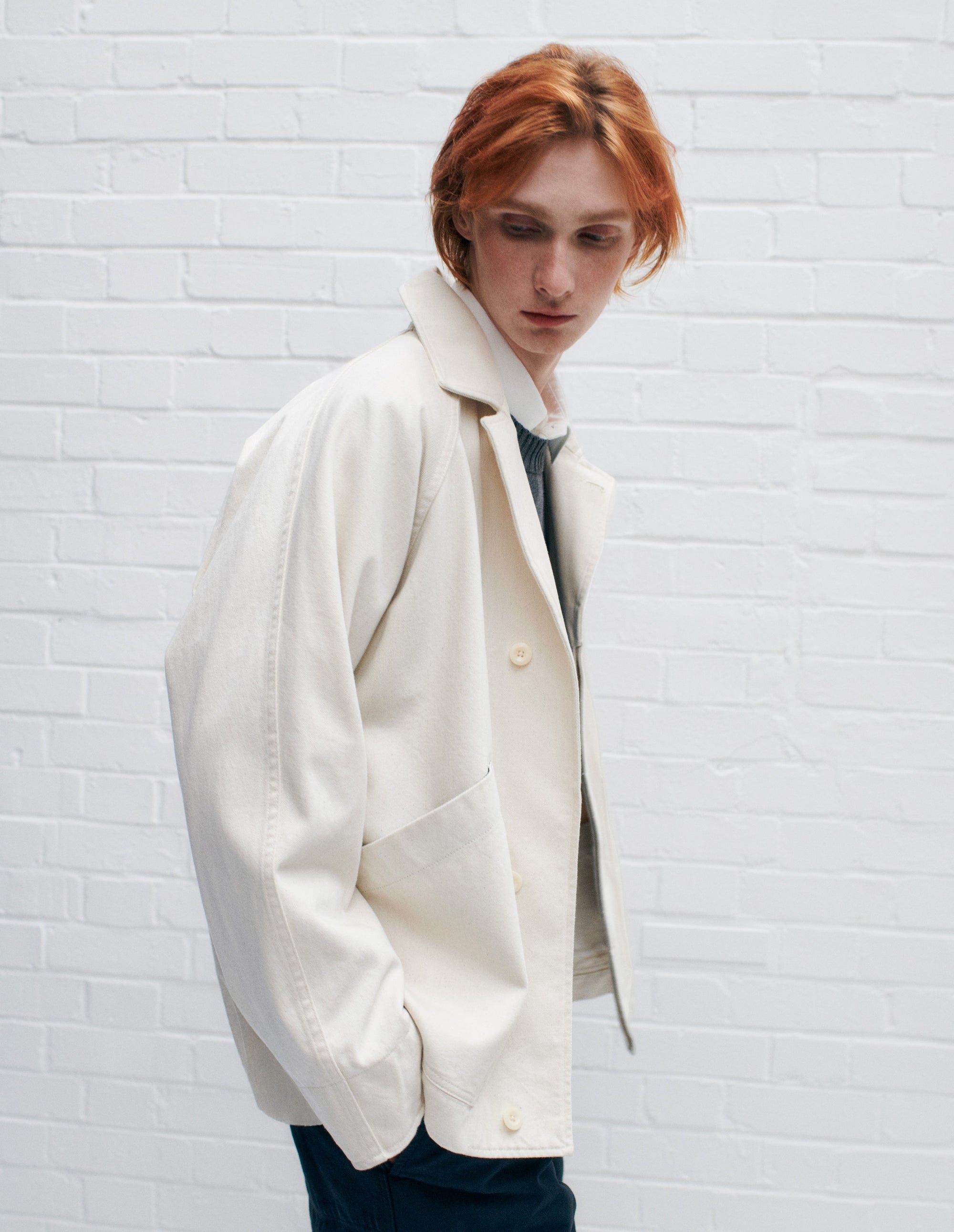 Veste raglan - Beige & White