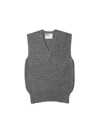Pull sans manches côtelé en laine - Grey