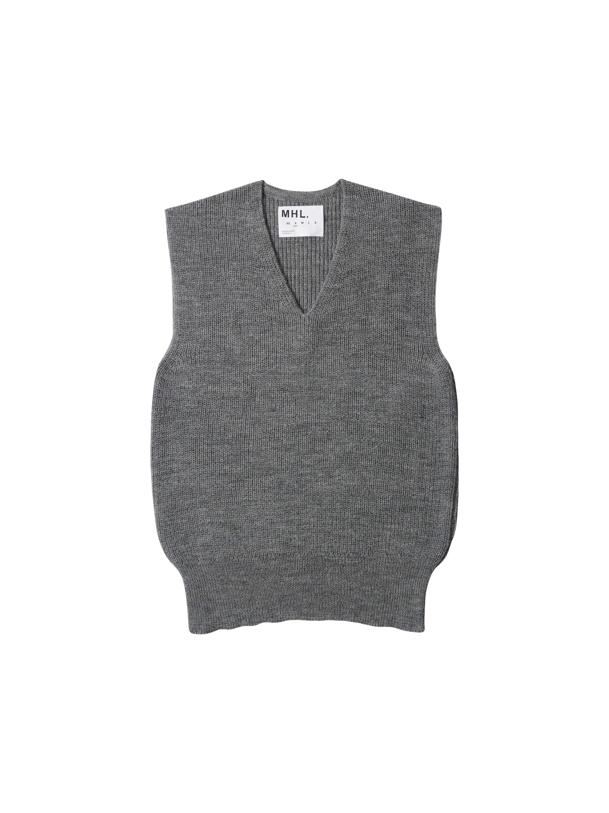 Pull sans manches côtelé en laine - Grey