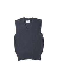 Pull sans manches côtelé en laine - Blue