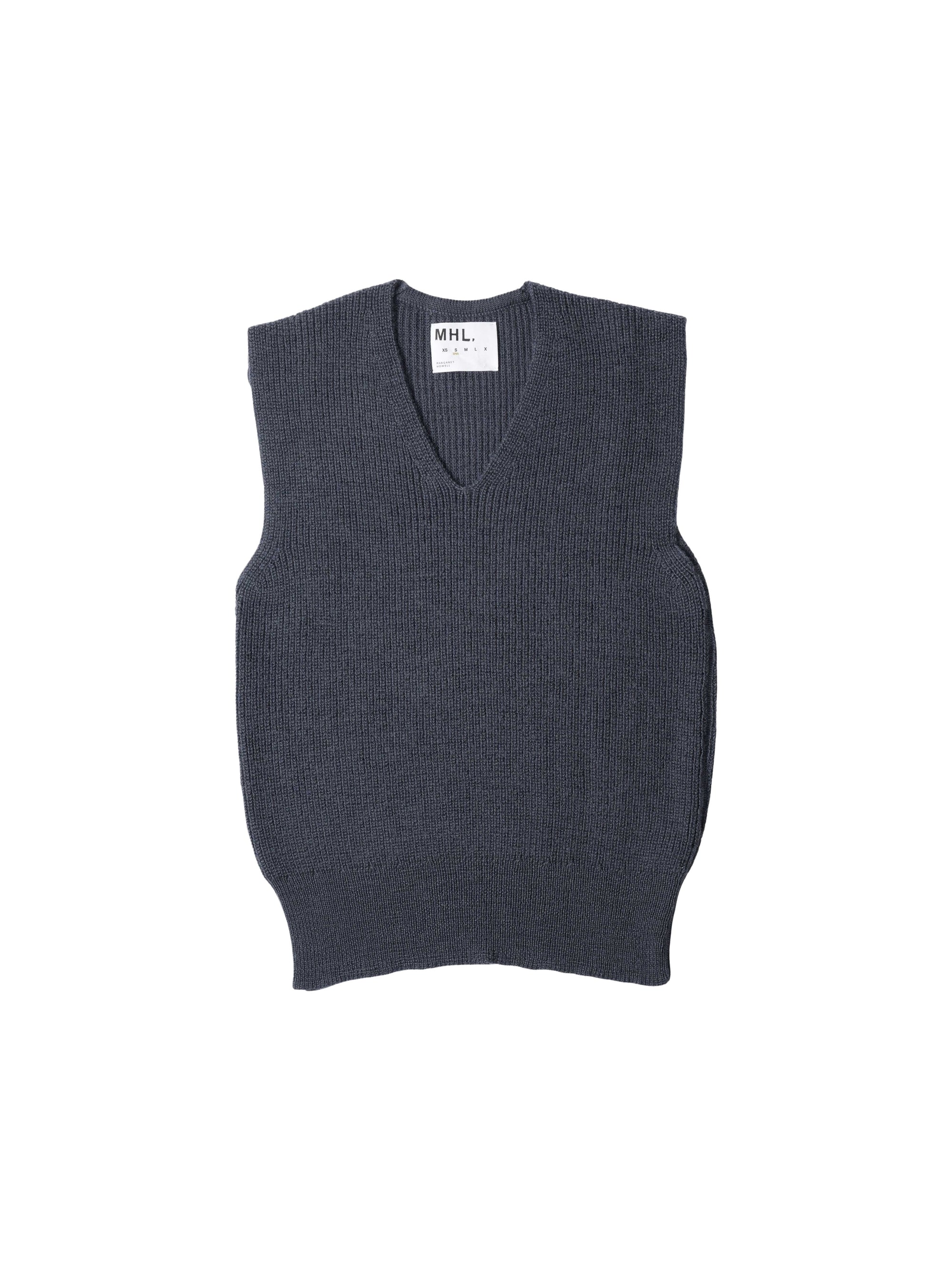 Pull sans manches côtelé en laine - Blue