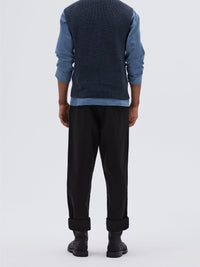 Pull sans manches côtelé en laine - Blue