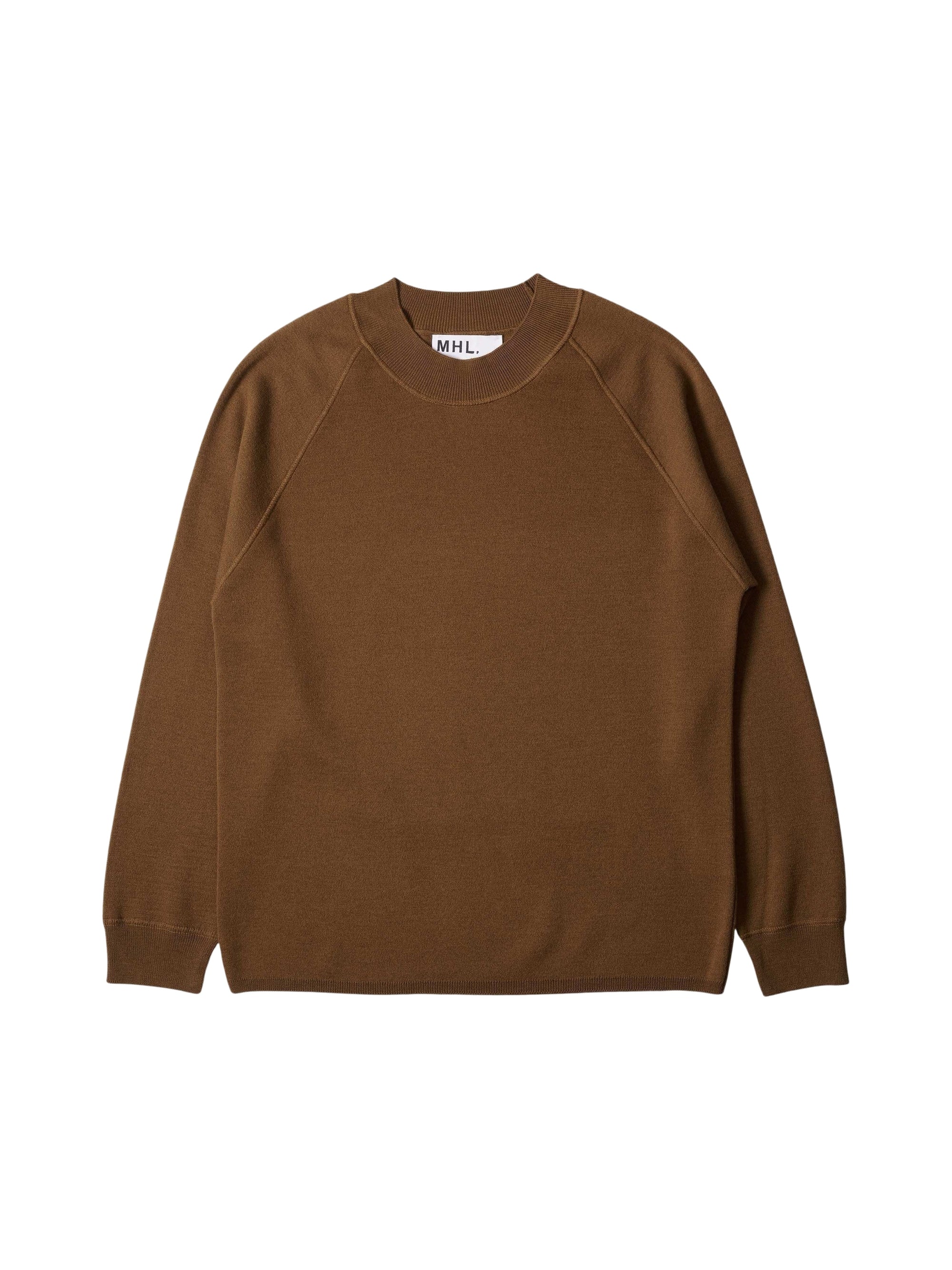 Sweat à col large en laine - Brown & Orange