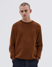 Sweat à col large - Brown & Orange