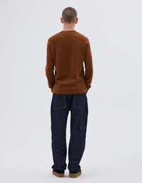 Sweat à col large - Brown & Orange