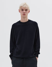 Sweat col rond à col large - Black & Navy