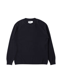 Sweat col rond et large en laine - Black & Navy
