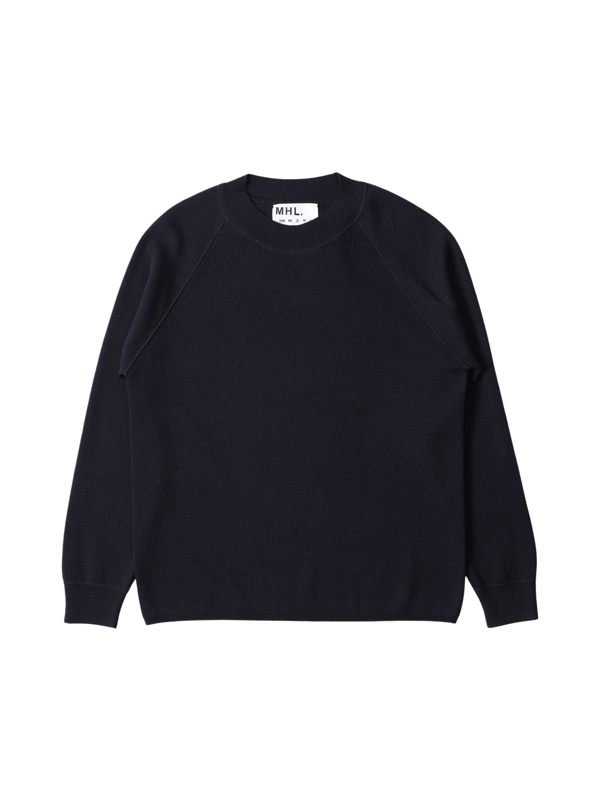 Sweat col rond et large en laine - Black & Navy