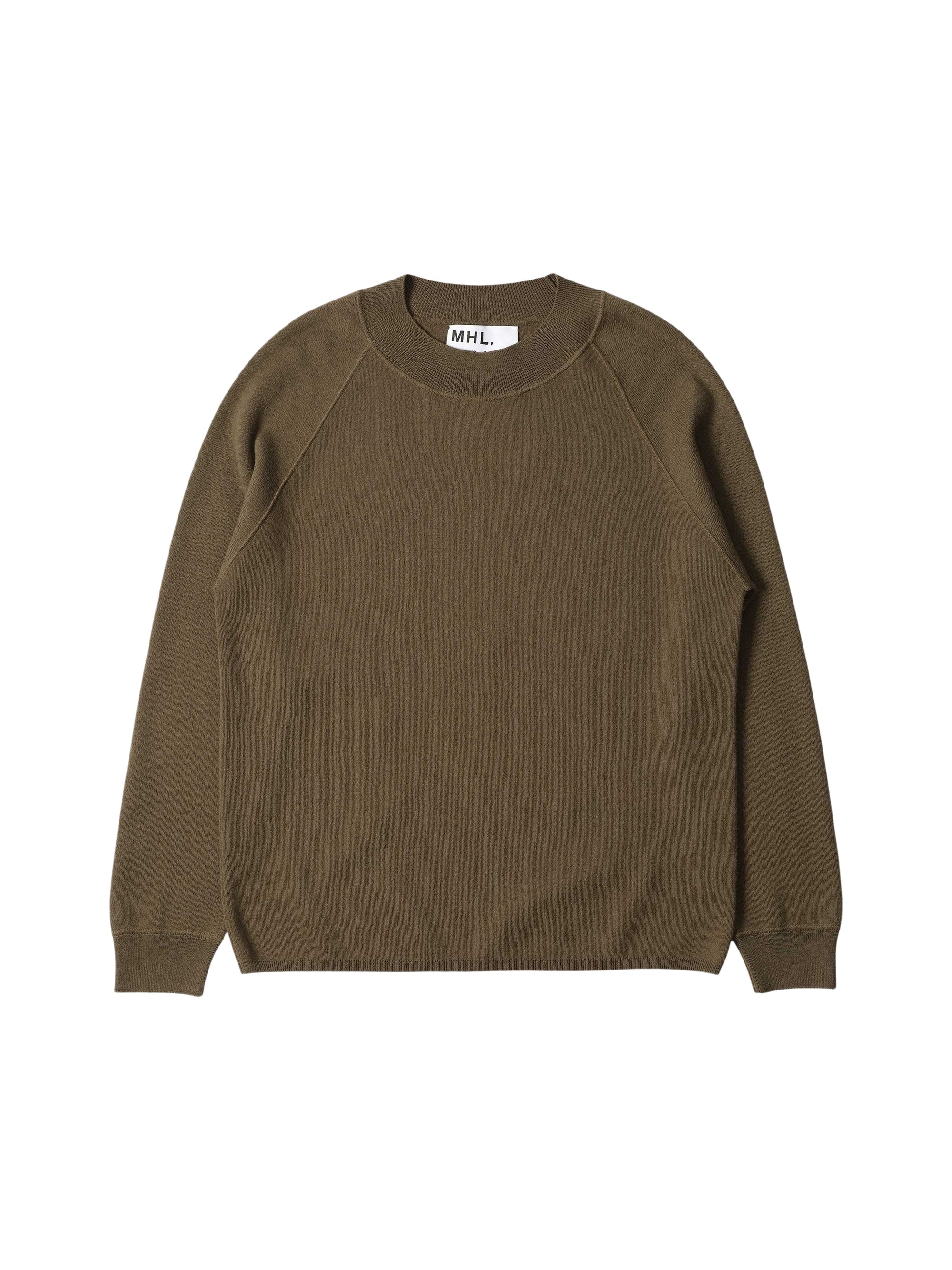 Sweat col rond et large en laine - Green & Brown