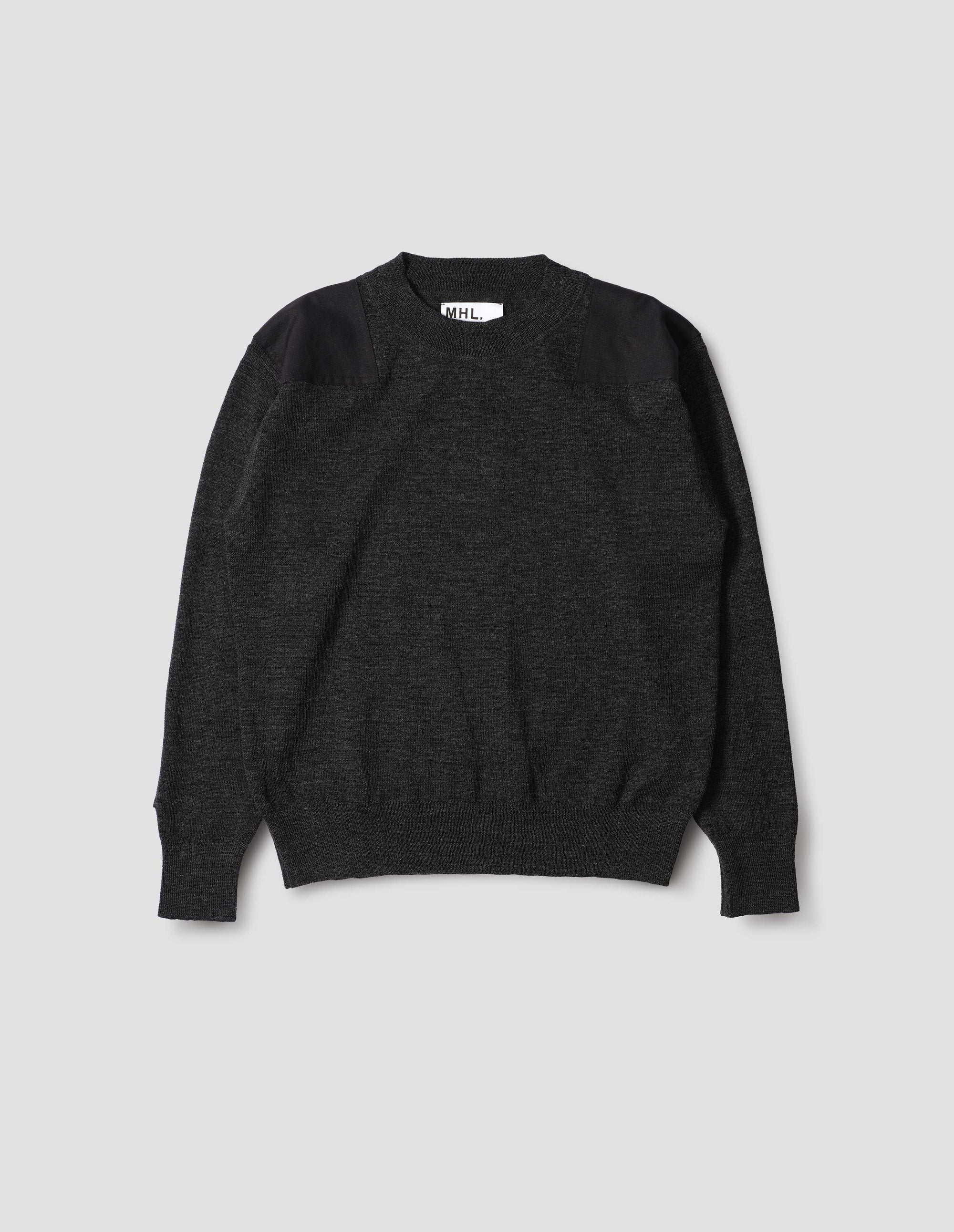 Sweat col rond avec empiècement tissé - Black & Gray