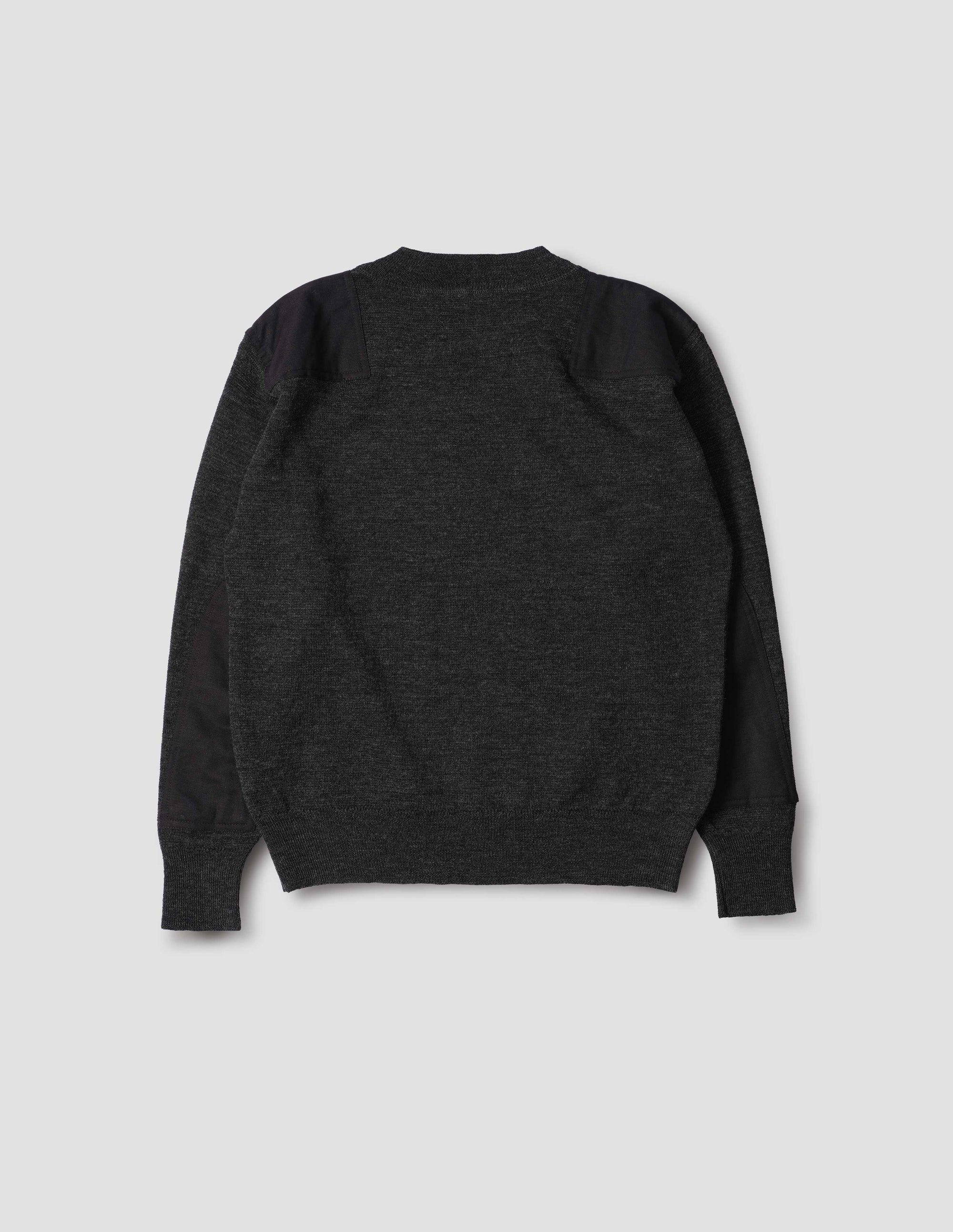 Sweat col rond avec empiècement tissé - Black & Gray