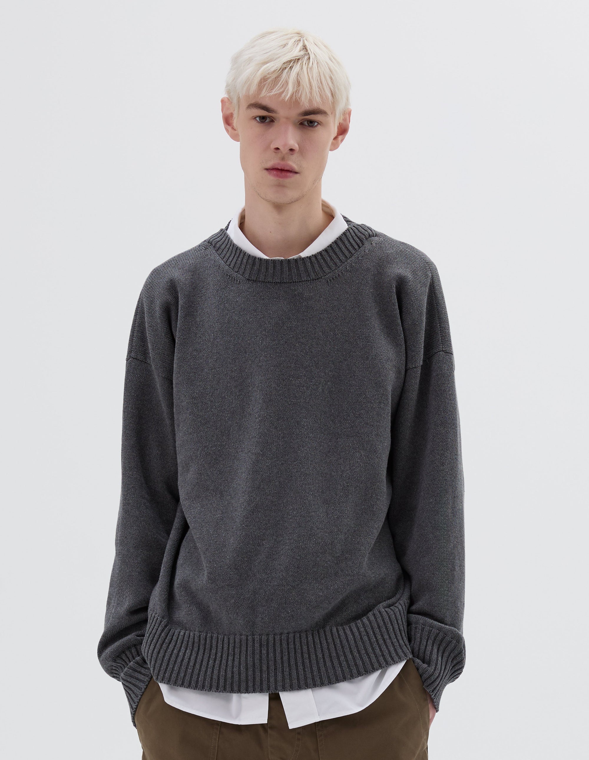 Pull col rond croisé - Gray