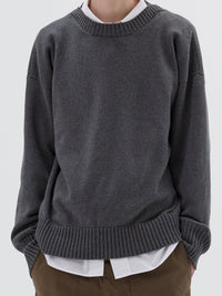 Loose-fitting jumper with a round neck - Grey