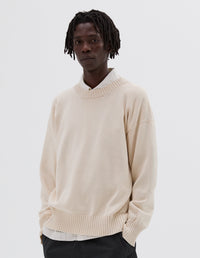 Pull col rond croisé - Beige