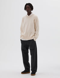 Pull col rond croisé - Beige