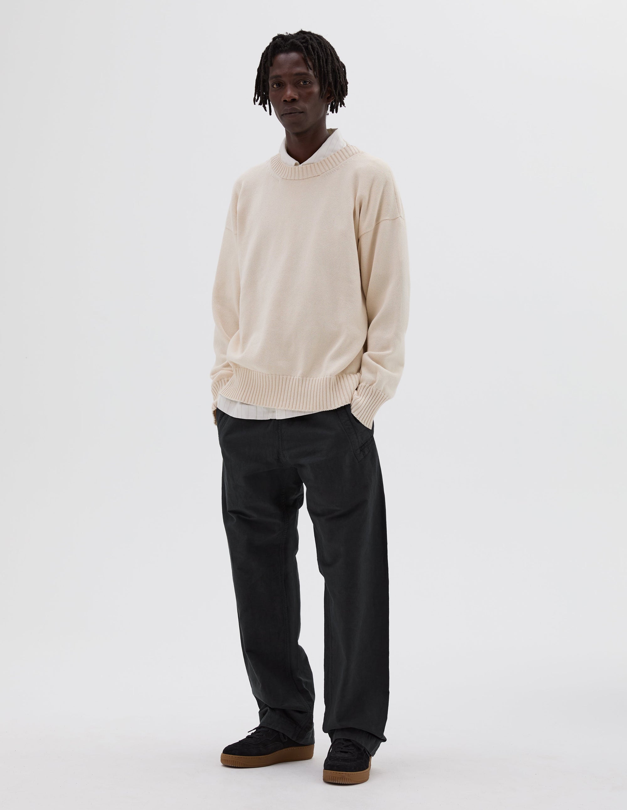 Pull col rond croisé - Beige