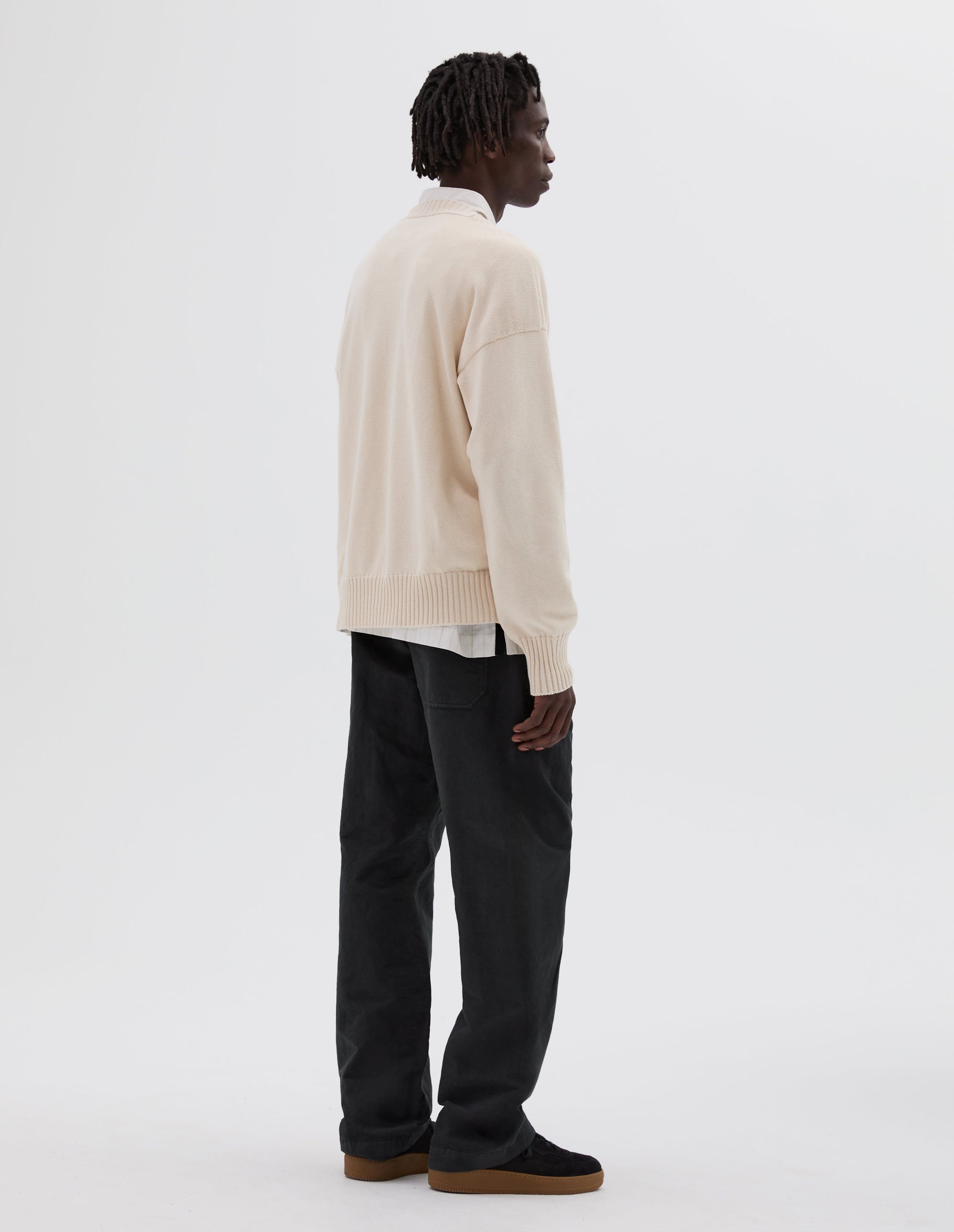 Pull col rond croisé - Beige