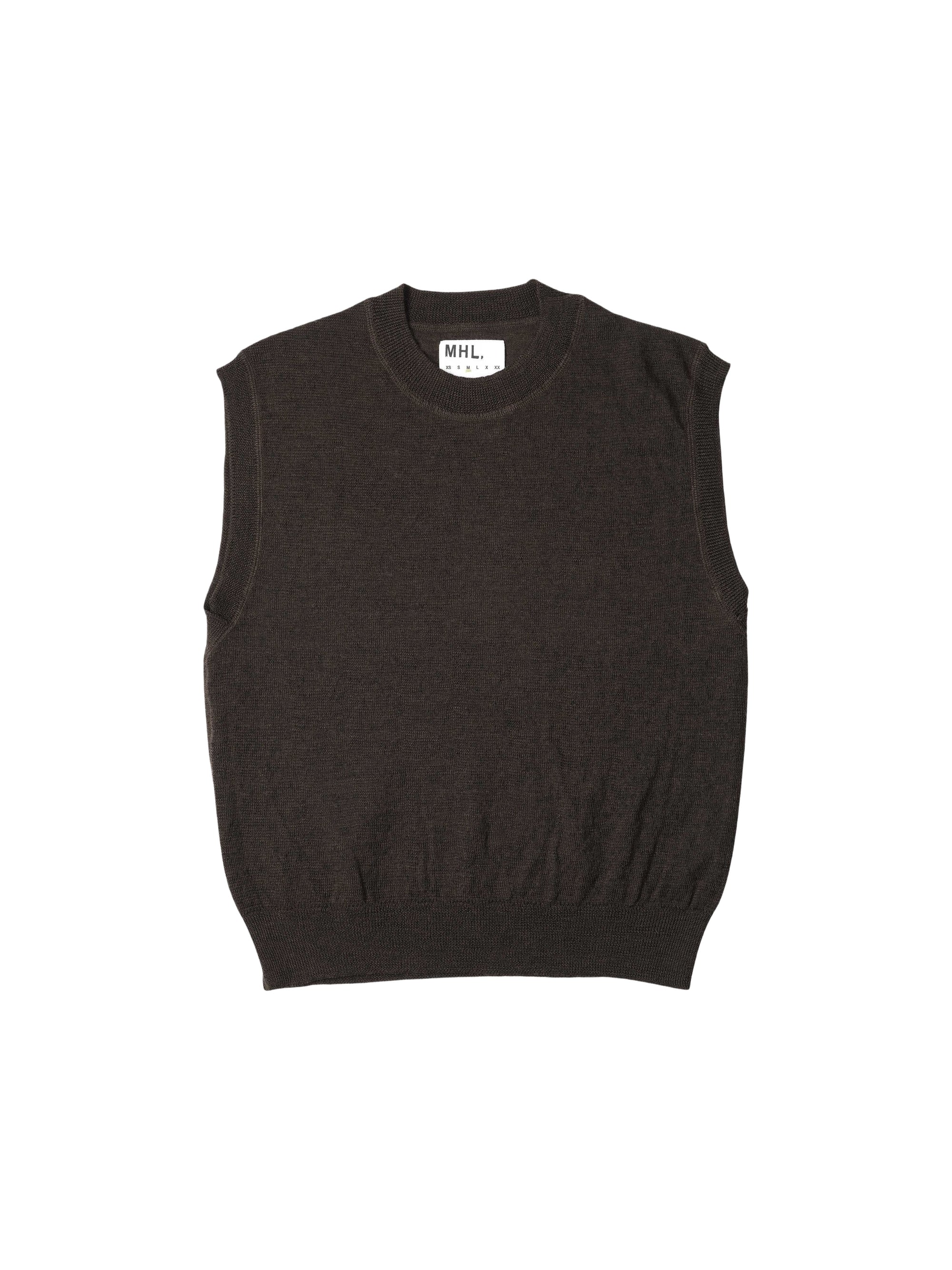 Pull ample sans manches en laine - Black & Brown