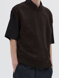 Pull ample sans manches en laine - Black & Brown