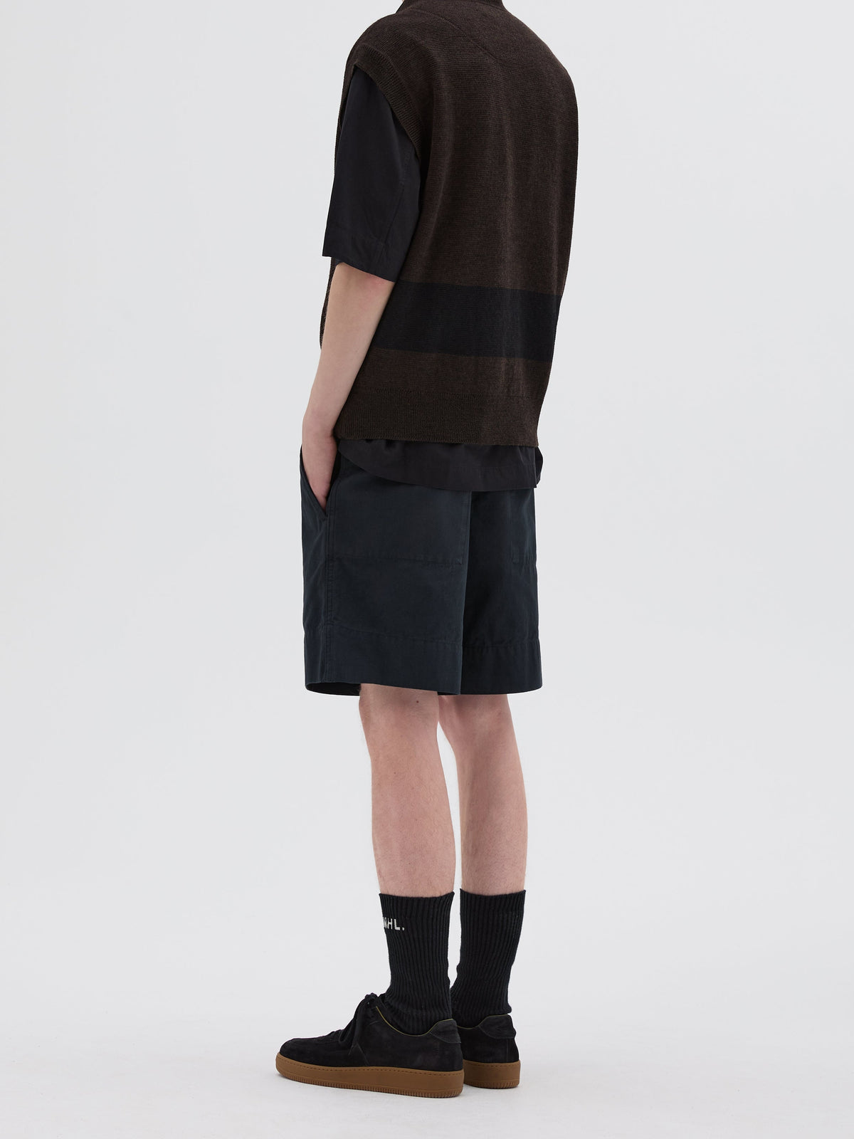 Pull ample sans manches en laine - Black & Brown