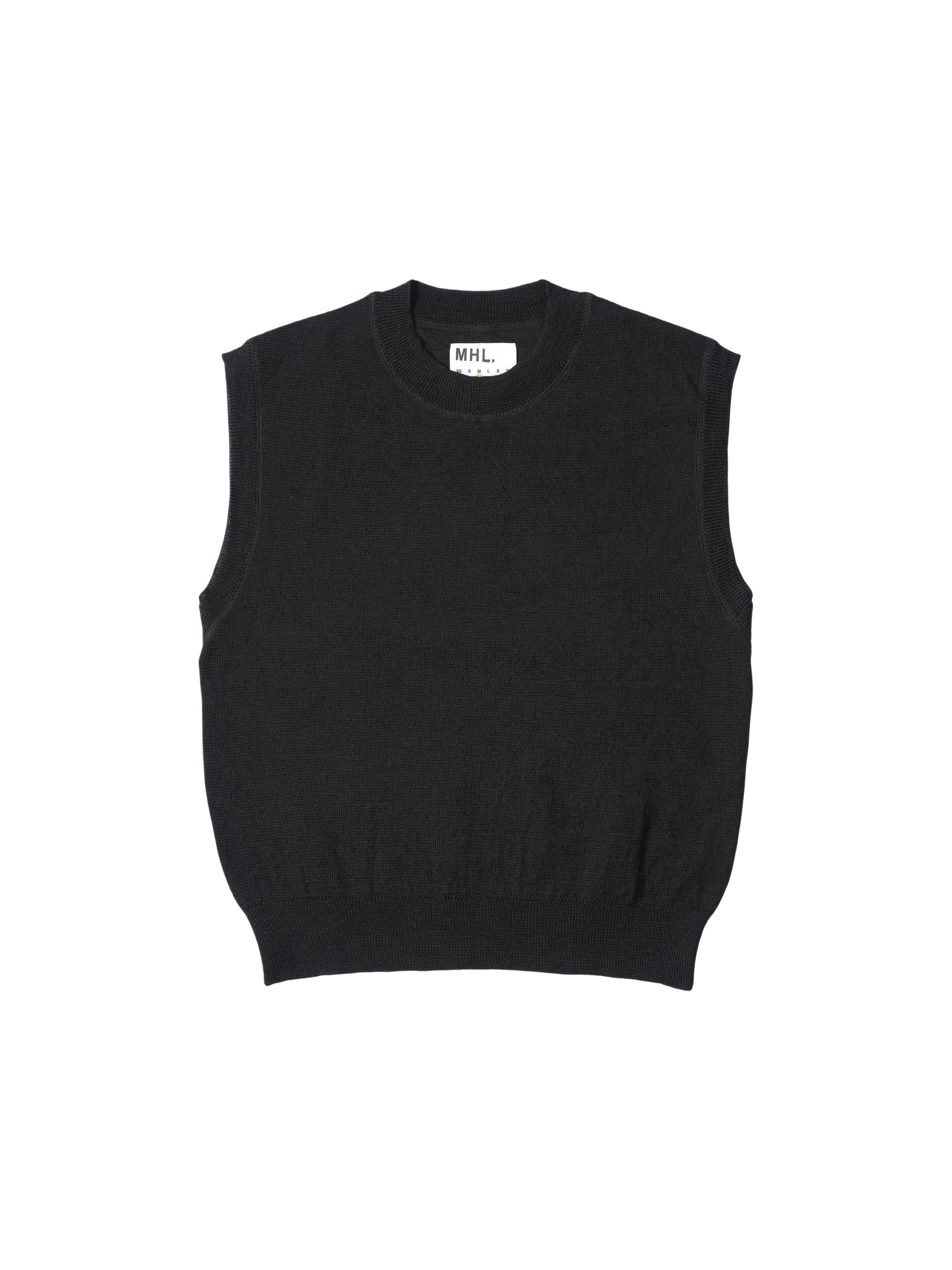 Pull ample sans manches en laine - Black & Green