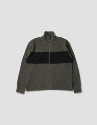 Gilet zippé à rayures - Black & Green & Striped