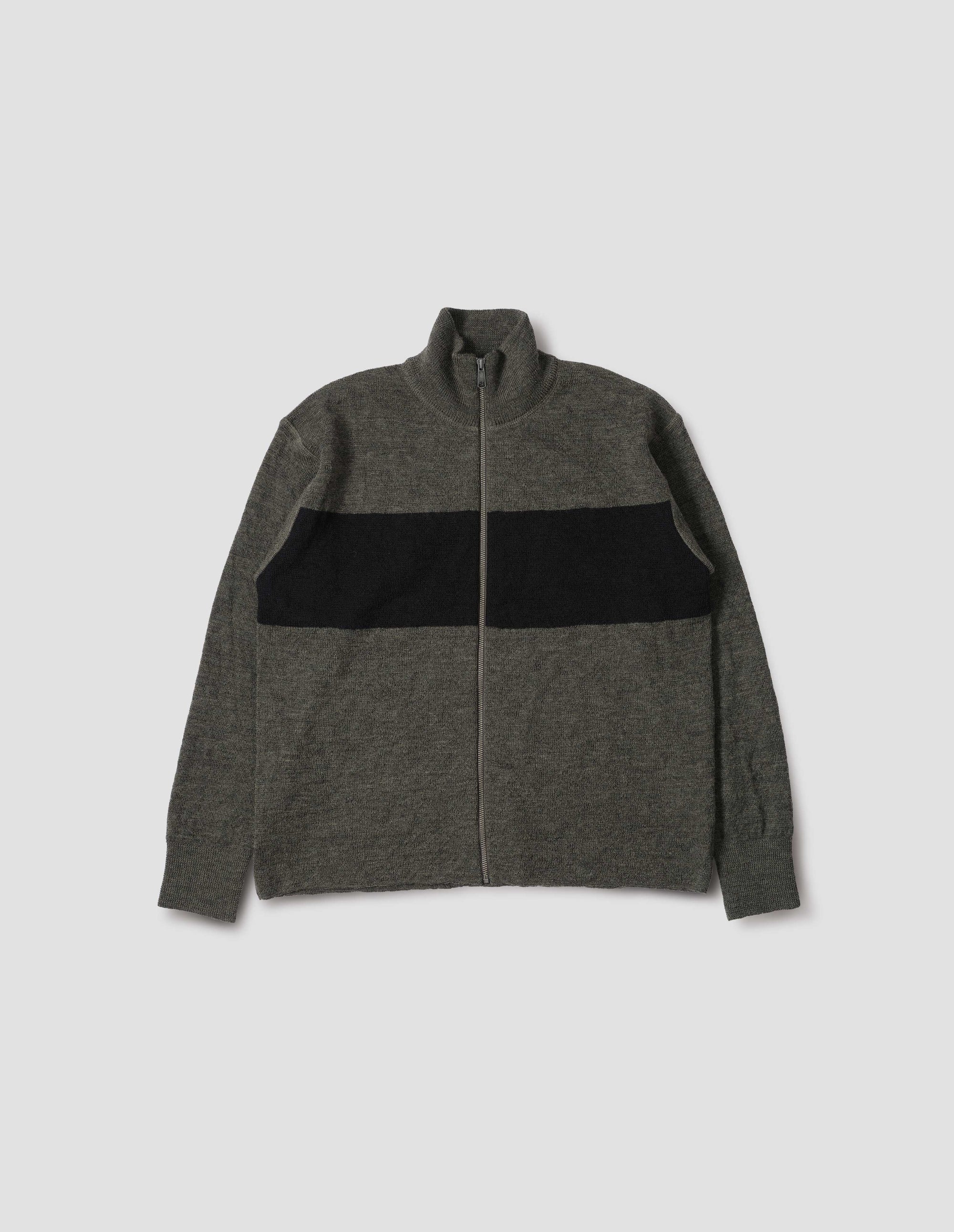 Gilet zippé à rayures - Black & Green & Striped