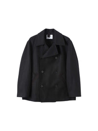 Caban ample à double boutonnage en laine - Black