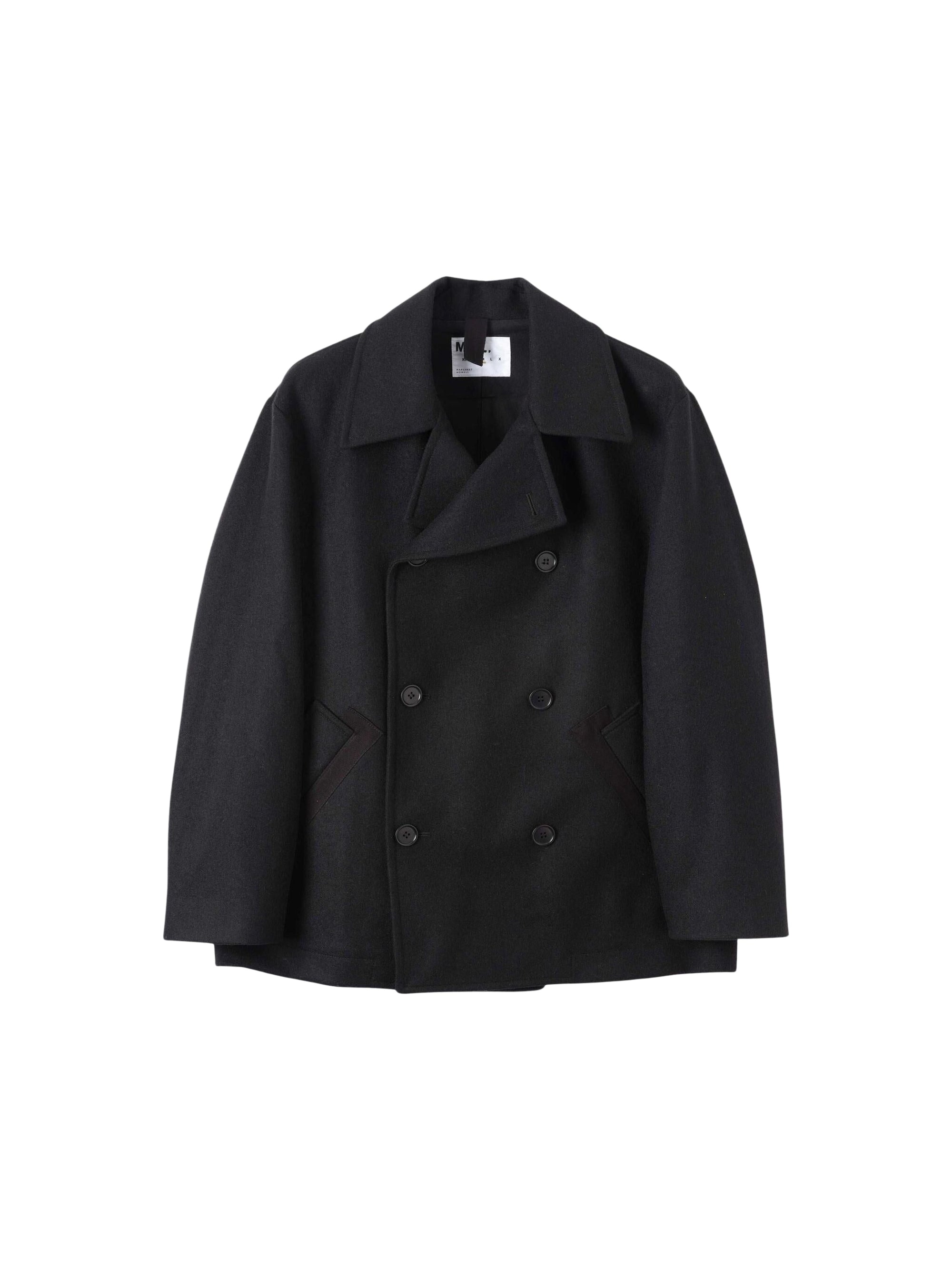 Caban ample à double boutonnage en laine - Black