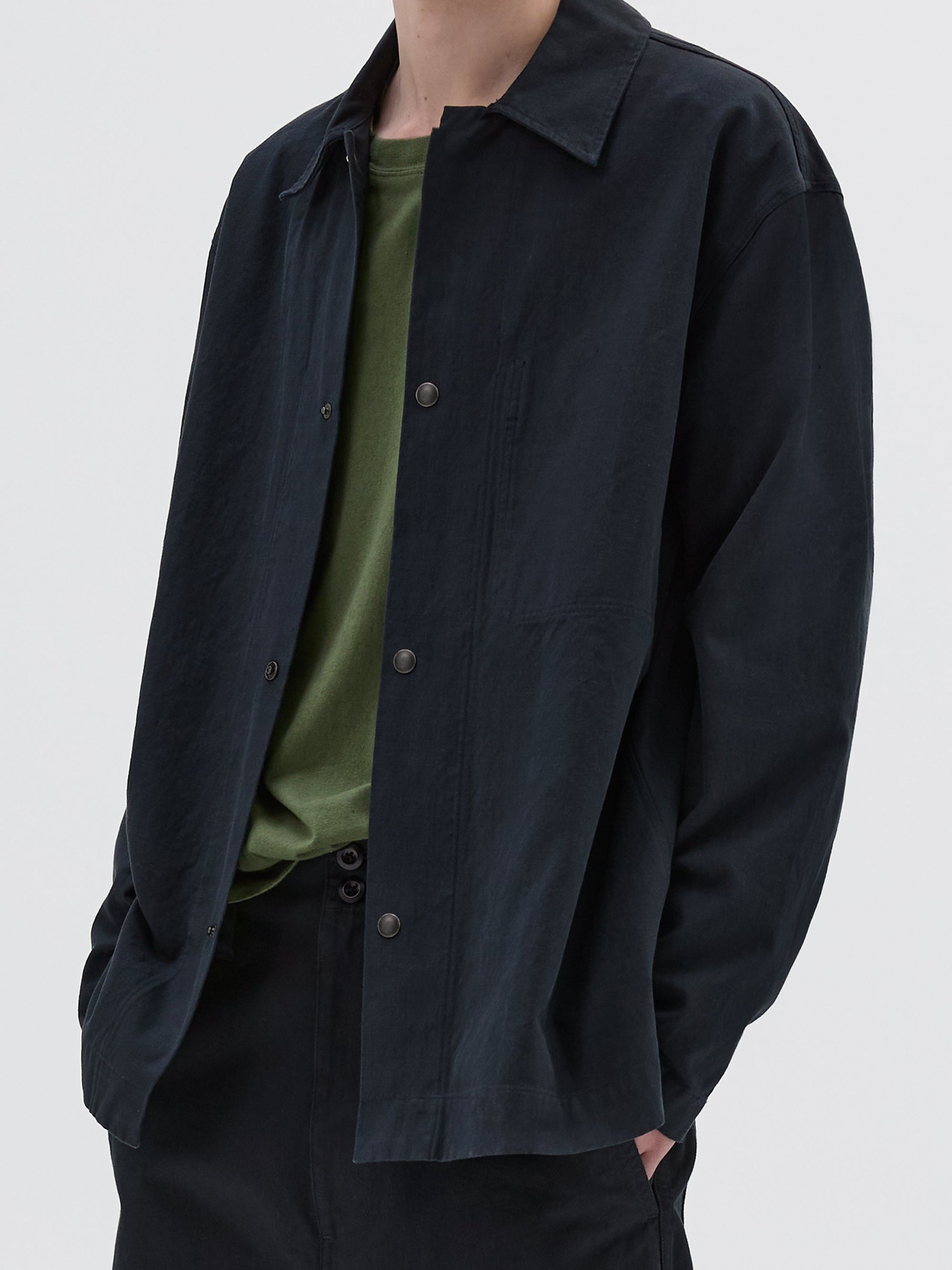 Loose-fitting shirt with press studs - Navy
