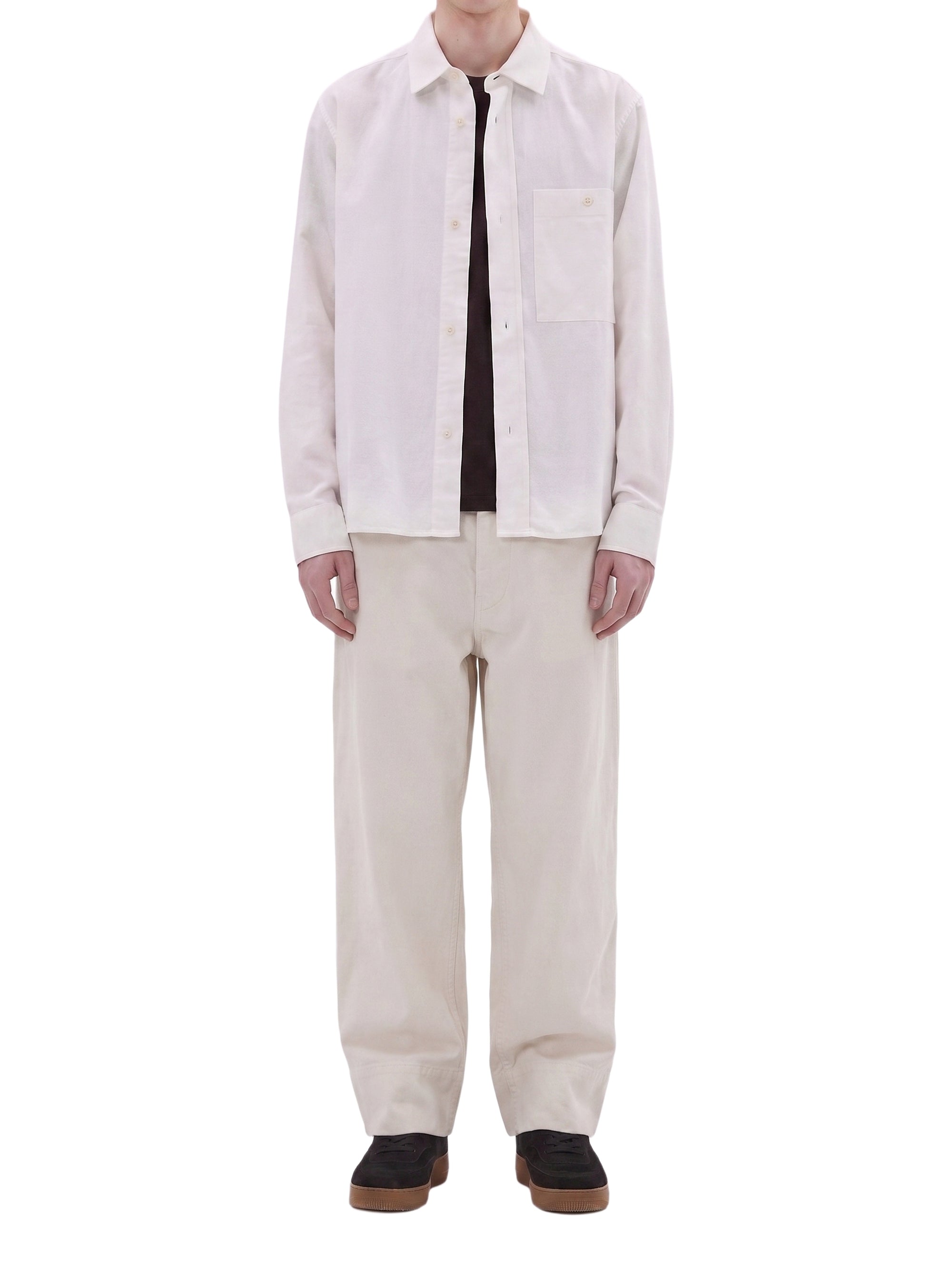 Loose-fitting trousers with an elasticated waist - Beige & White