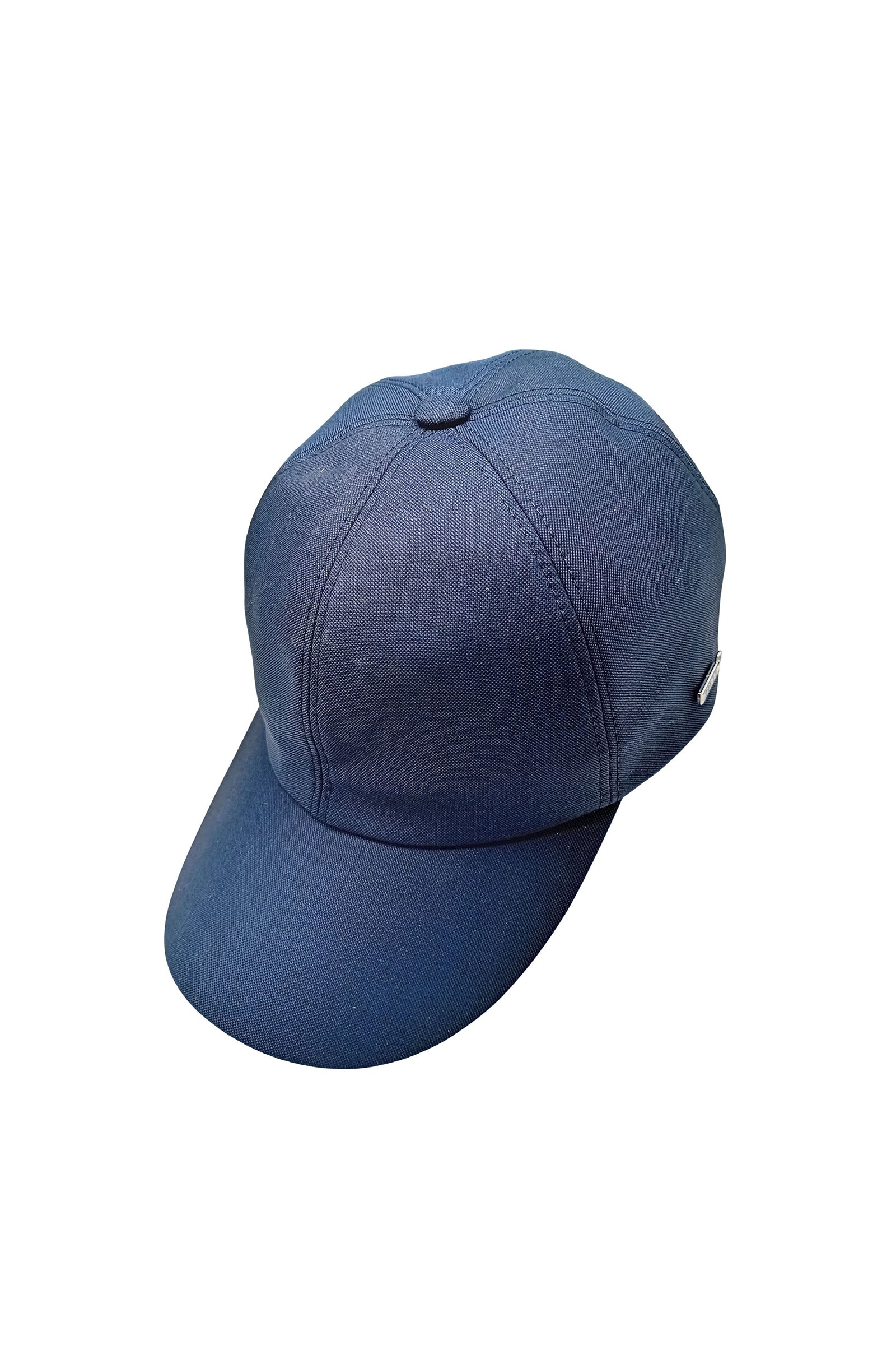 Wool cap with metal plate - Blue & Silver