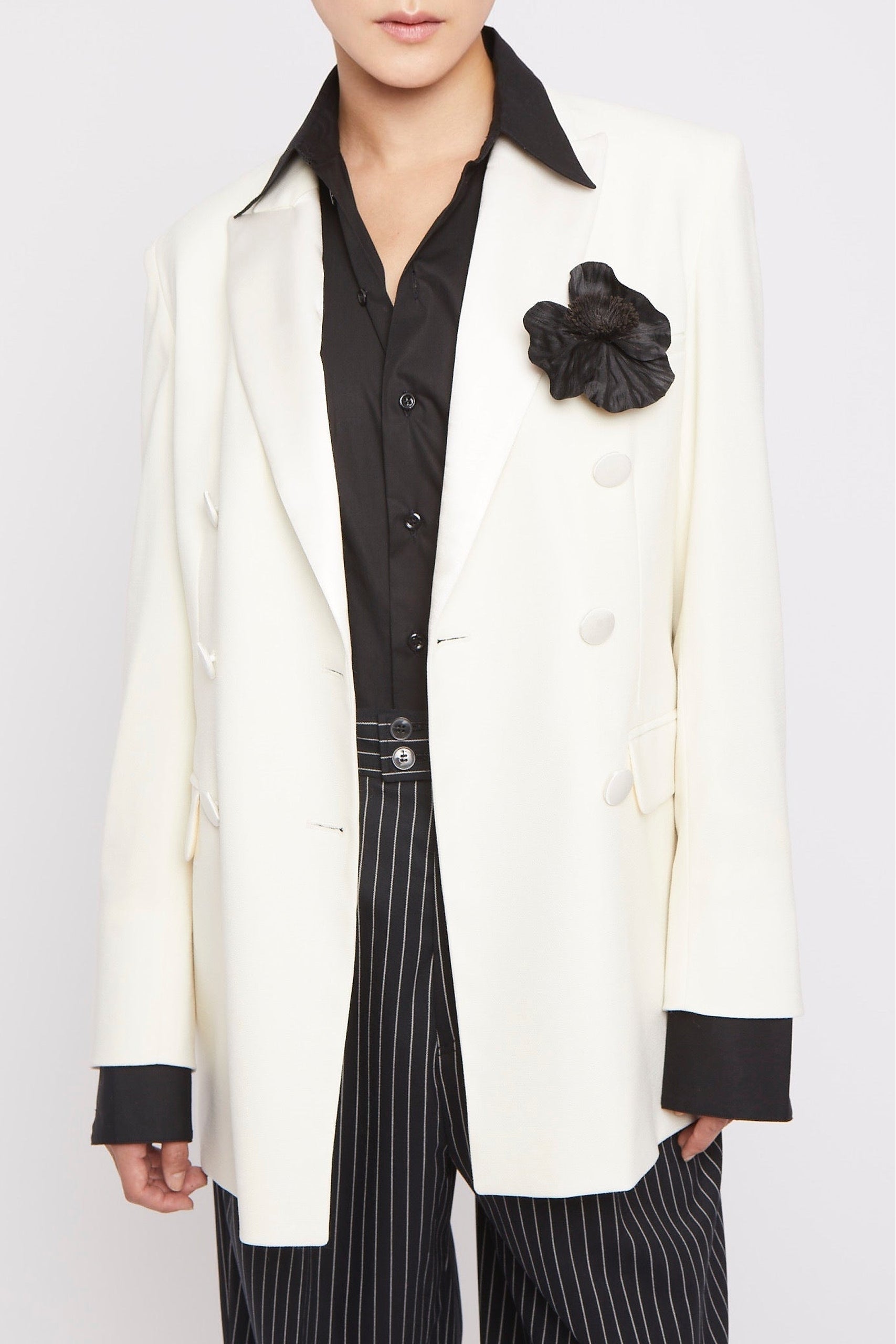 Blazer Mia à double boutonnage en laine - Ecru