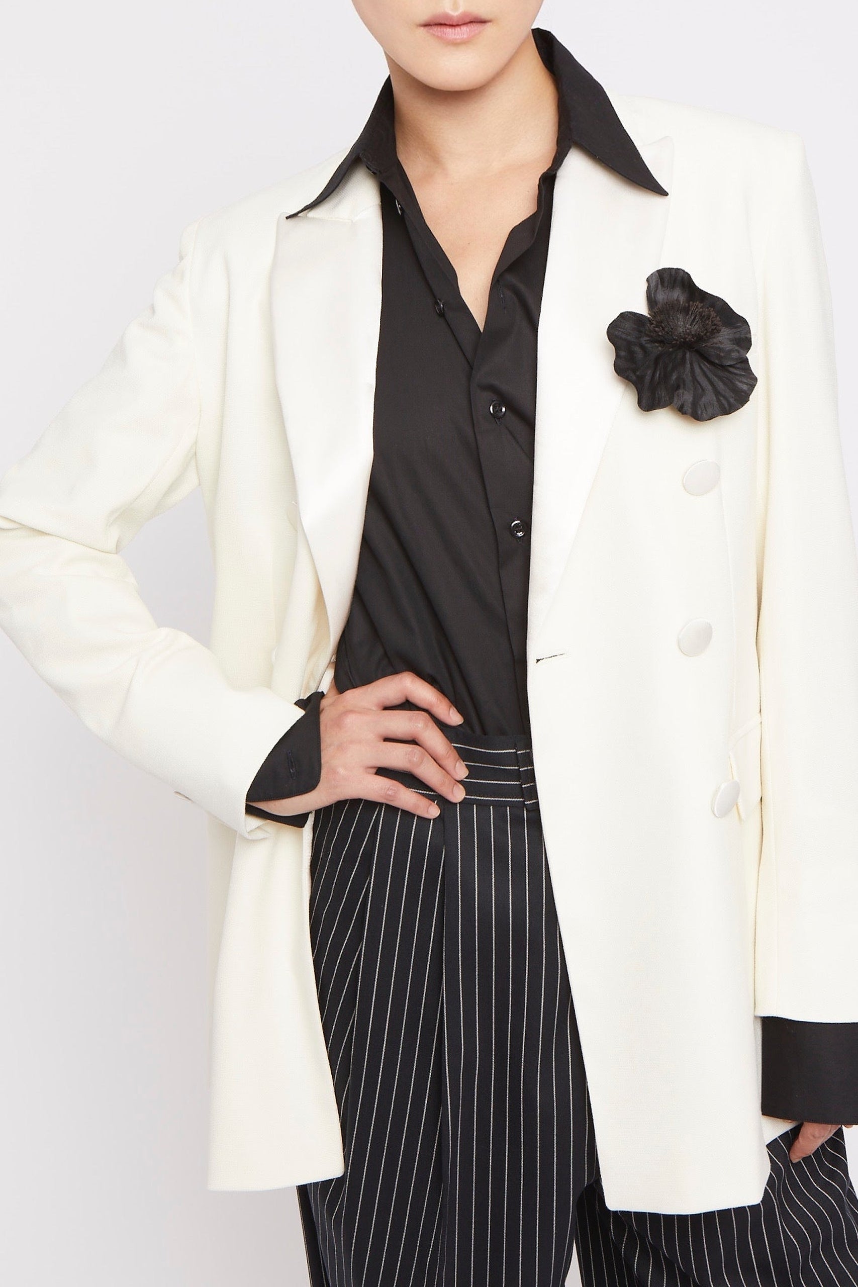Blazer Mia à double boutonnage en laine - Ecru