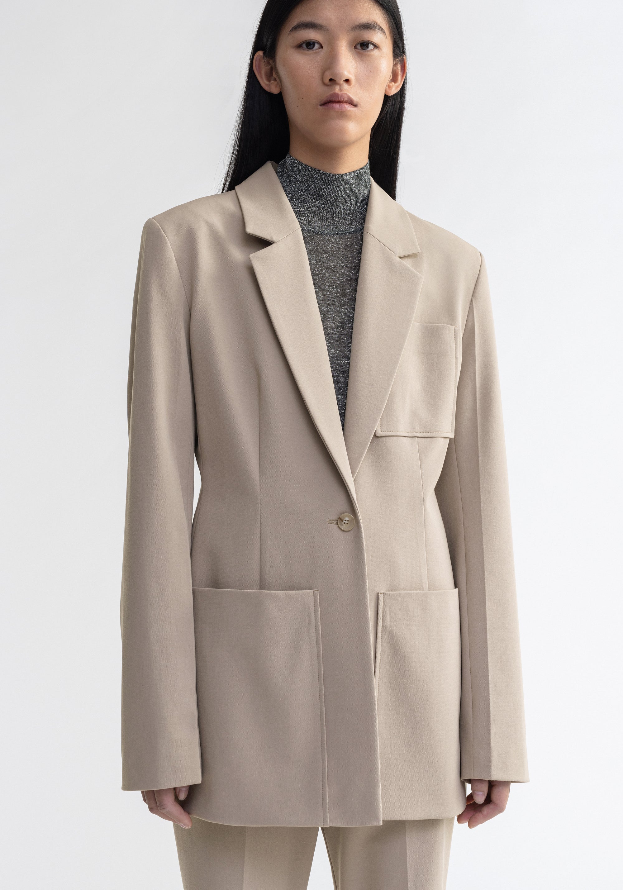 Blazer Mila cintré avec poches oversize - Ash