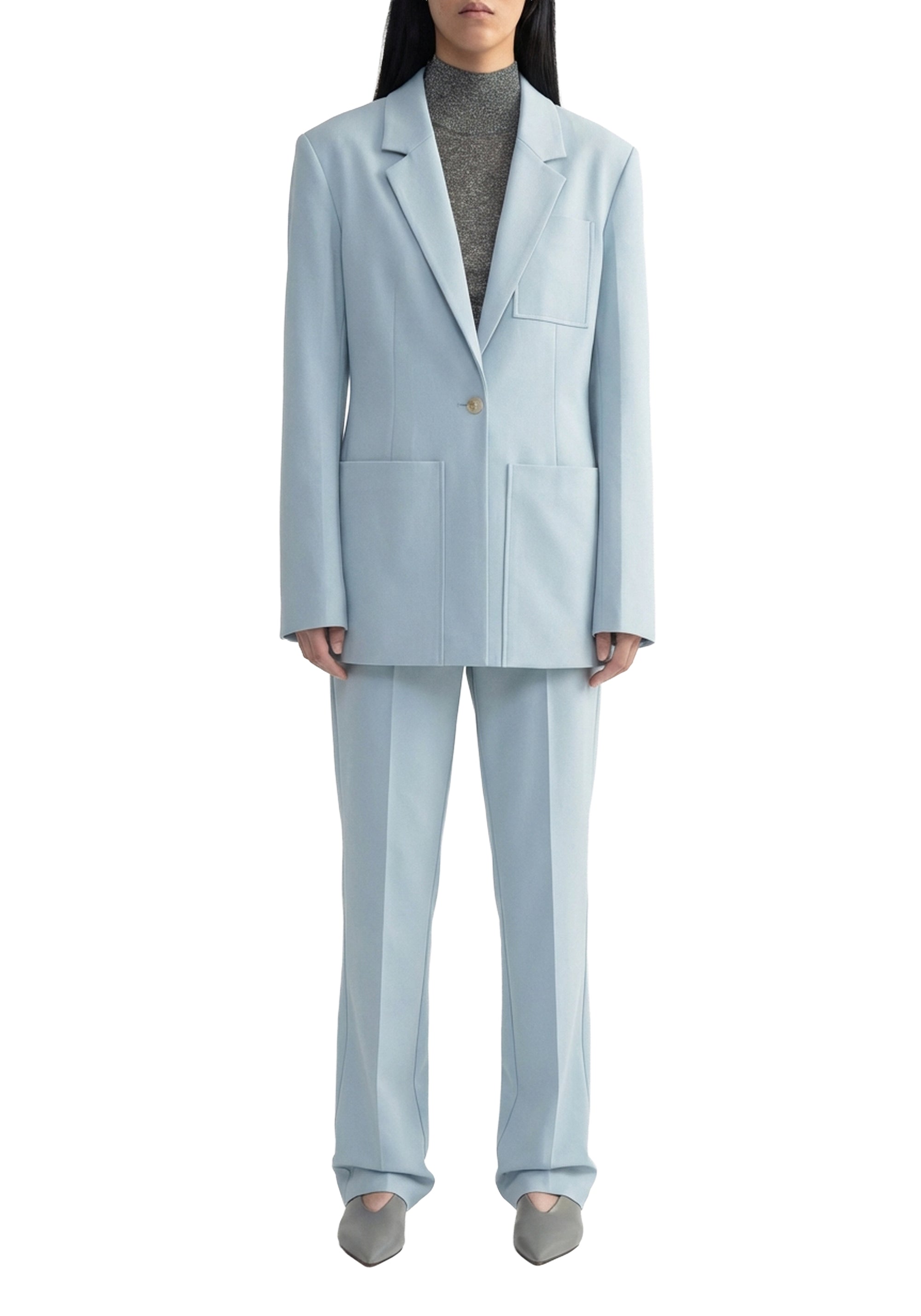 Blazer Mila cintré avec poches oversize - Ice Blue