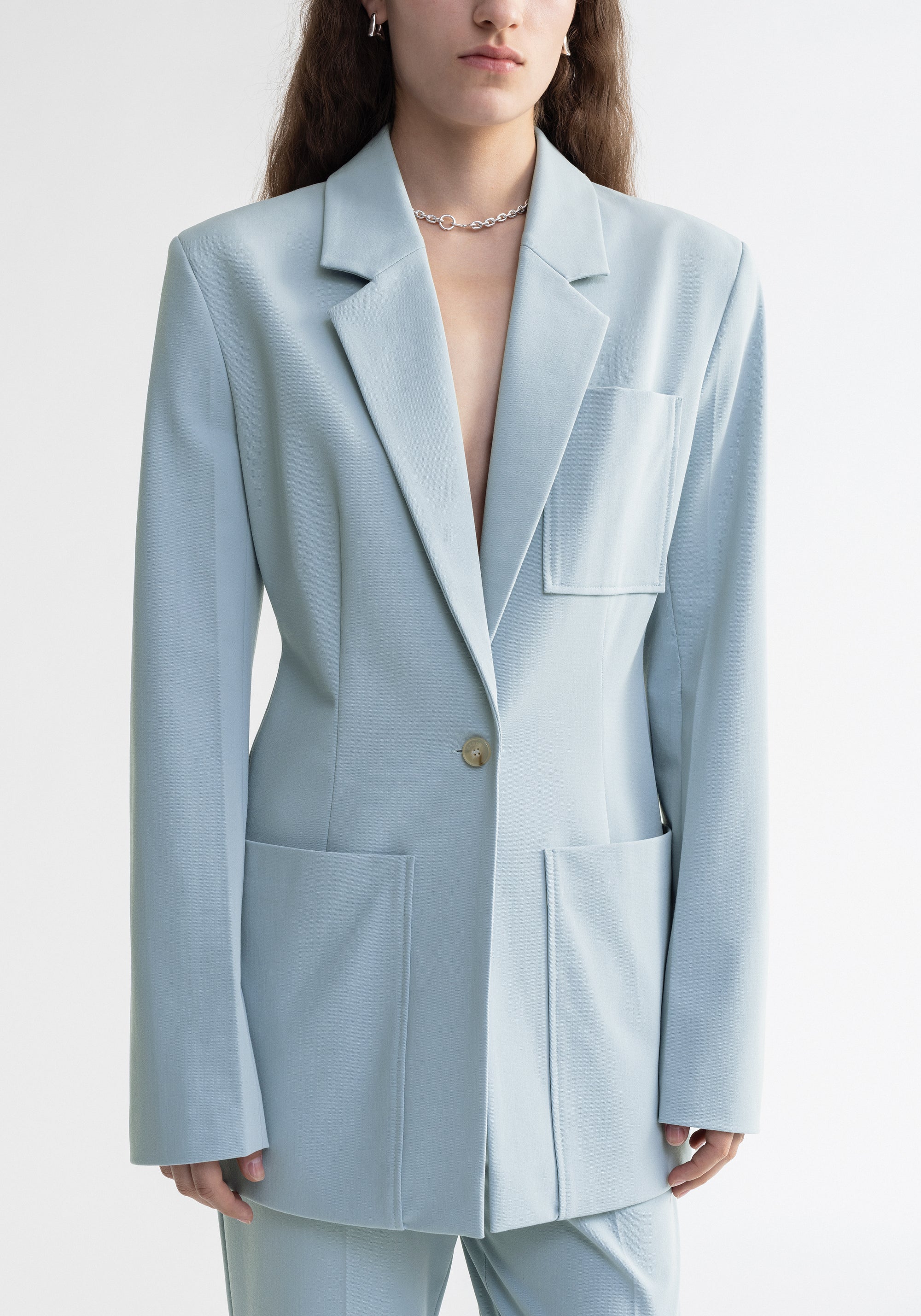 Blazer Mila cintré avec poches oversize - Ice Blue