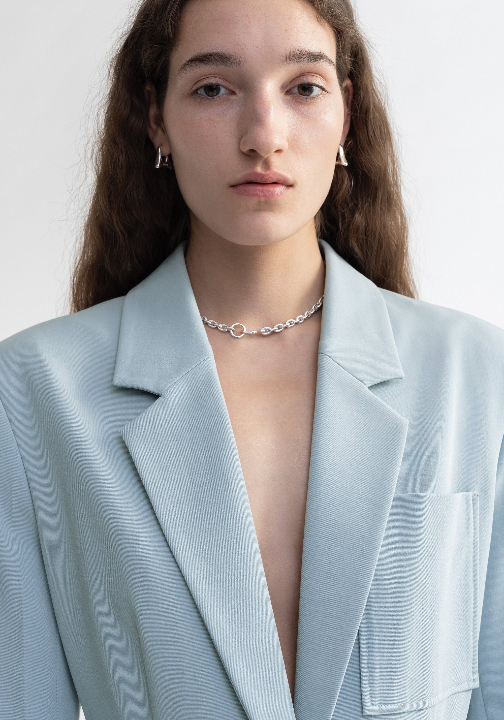 Blazer Mila cintré avec poches oversize - Ice Blue