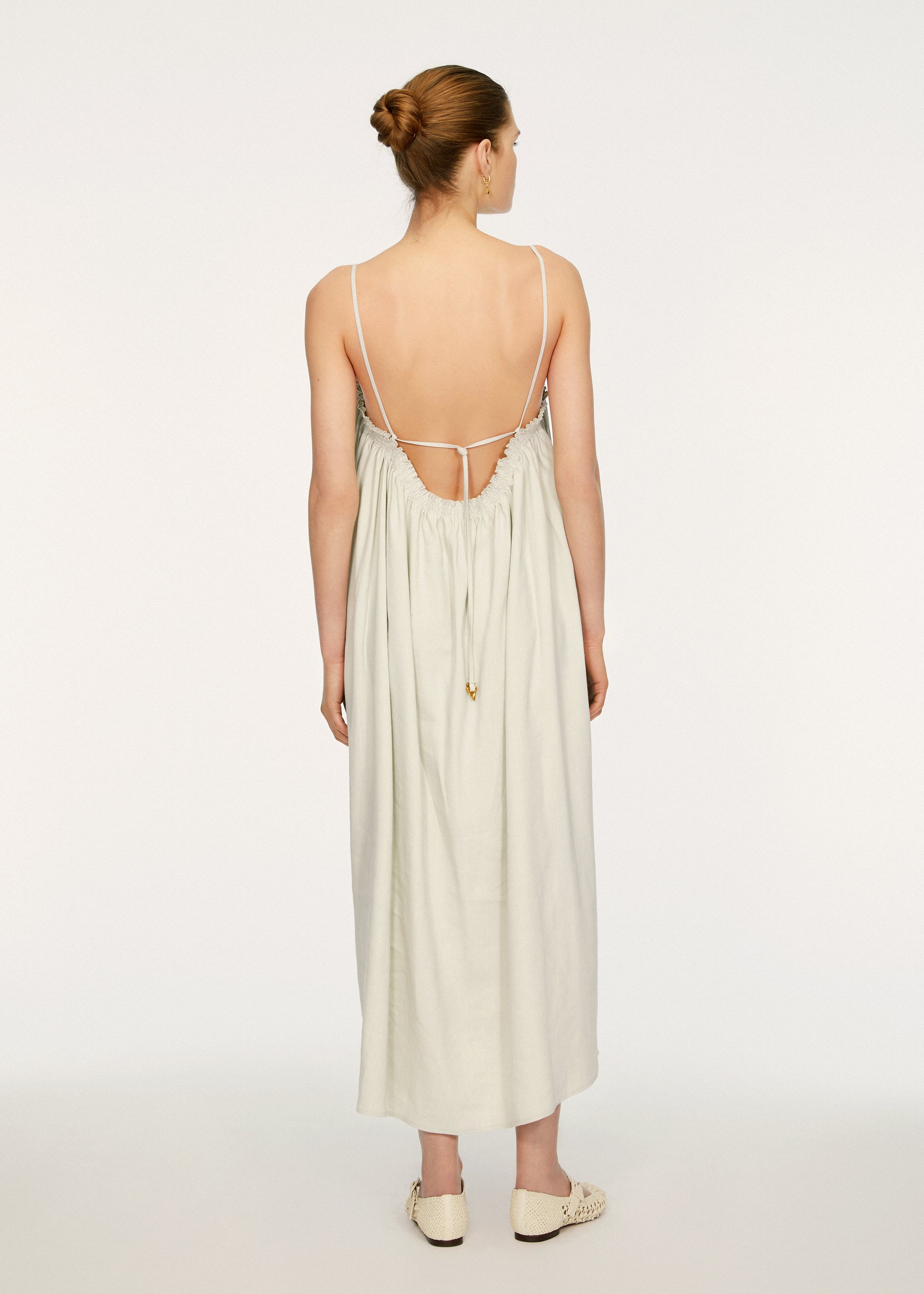 Robe midi Mill oversize en lin - Pistachio