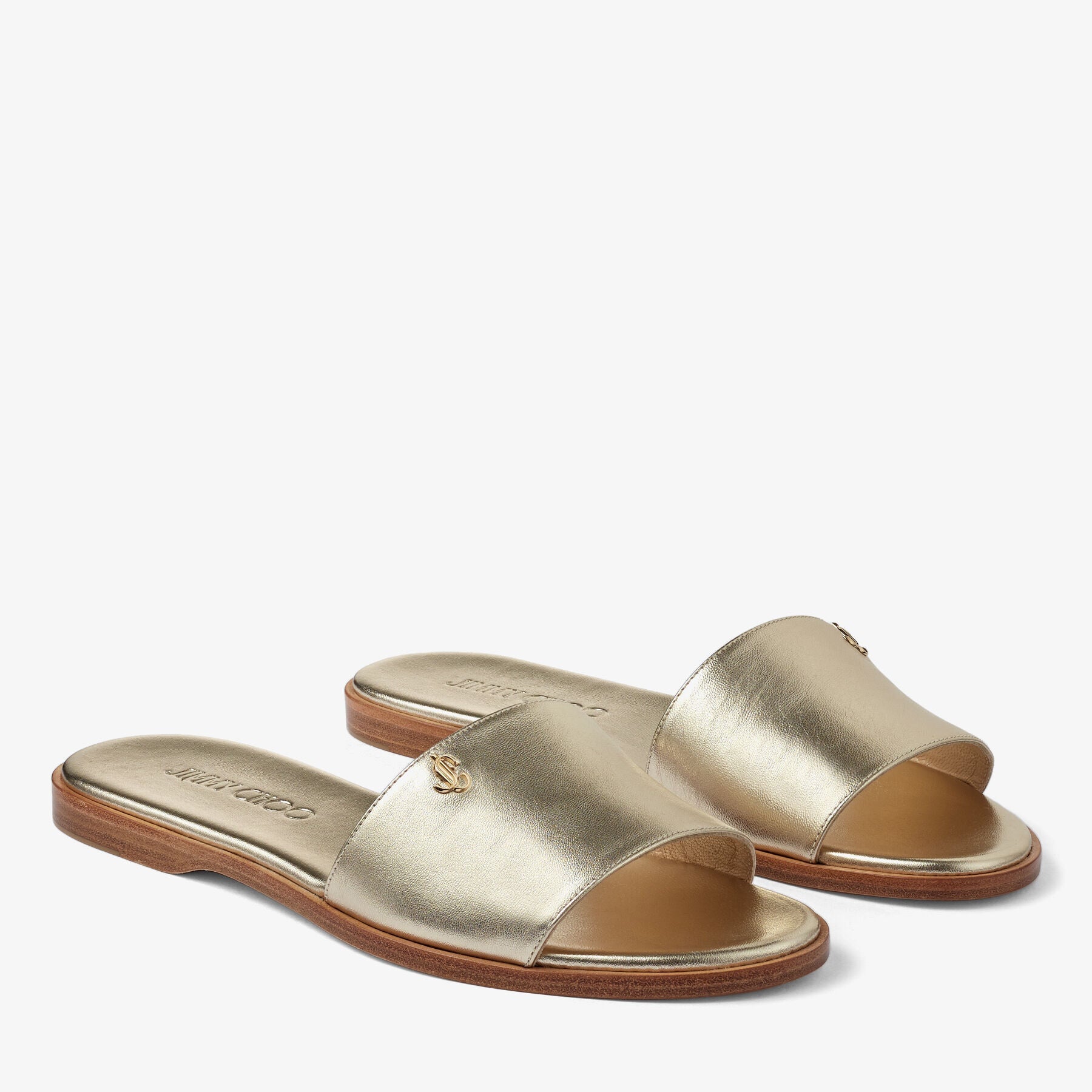 Sandales plates Minea en cuir - Champagne