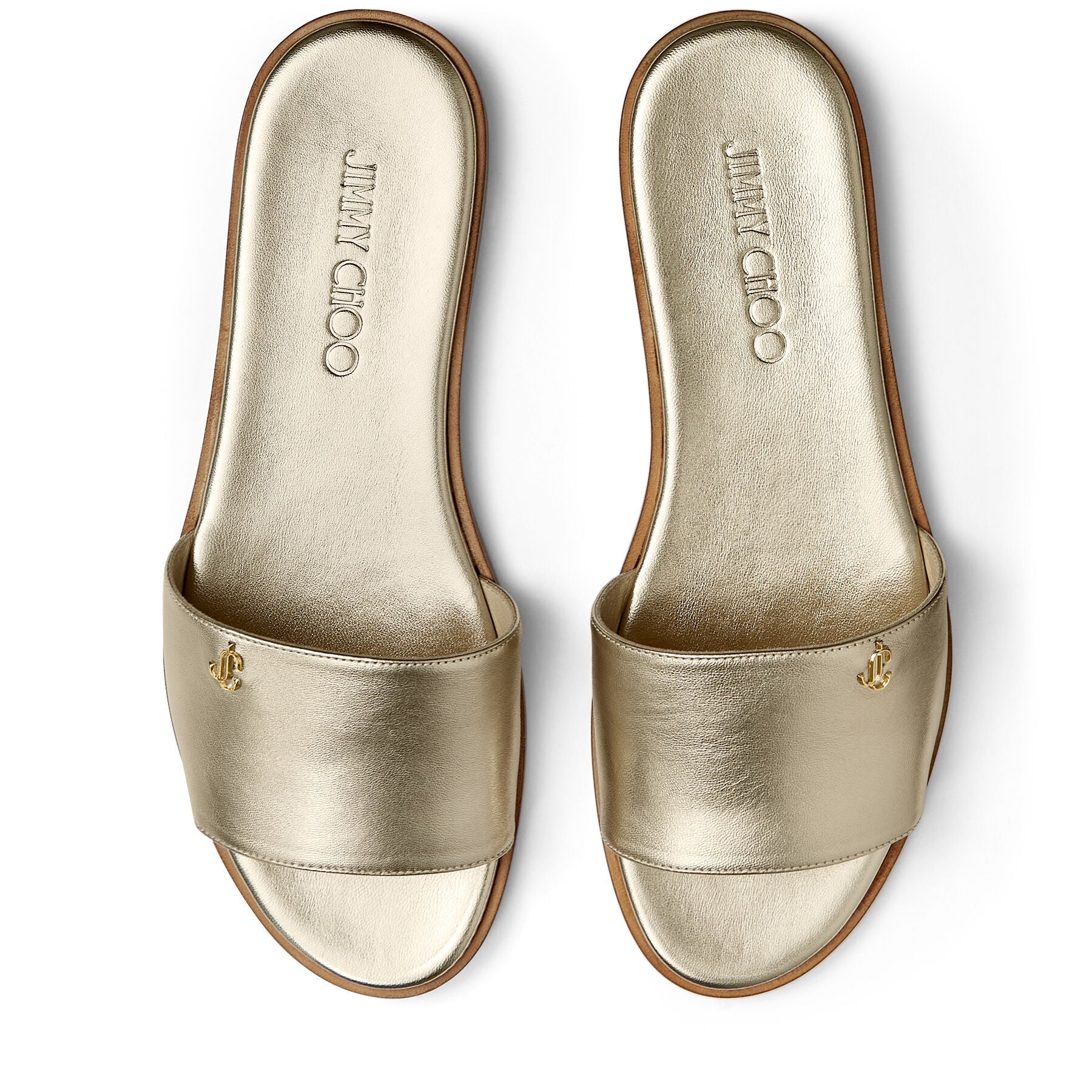 Sandales plates Minea en cuir - Champagne