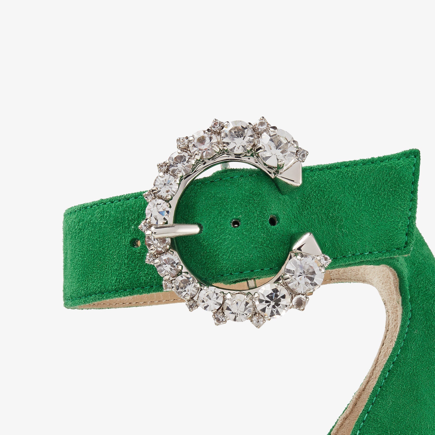 Mionne 120 sandals in leather - Malachite & Crystal
