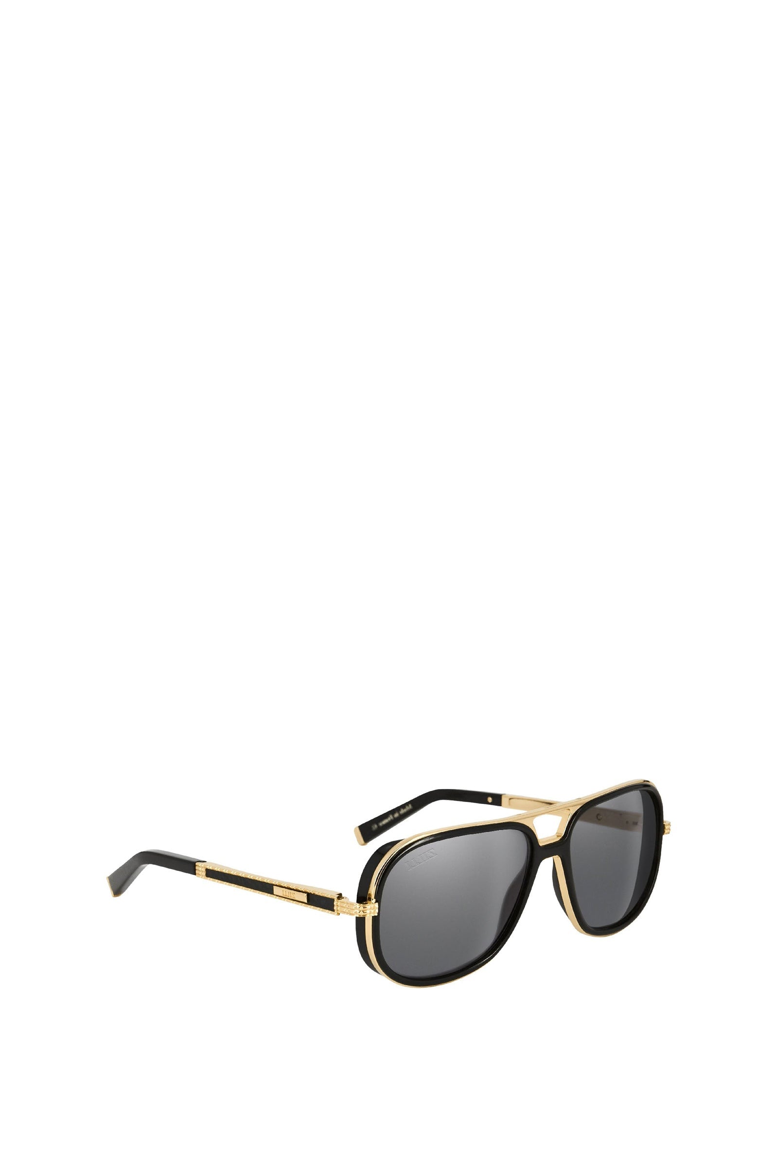 Lunettes de soleil aviateur à gravures - Noir & Doré