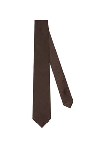 Tie with pointed ends in silk - Brown