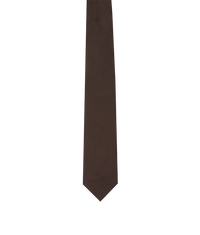 Tie with pointed ends in silk - Brown