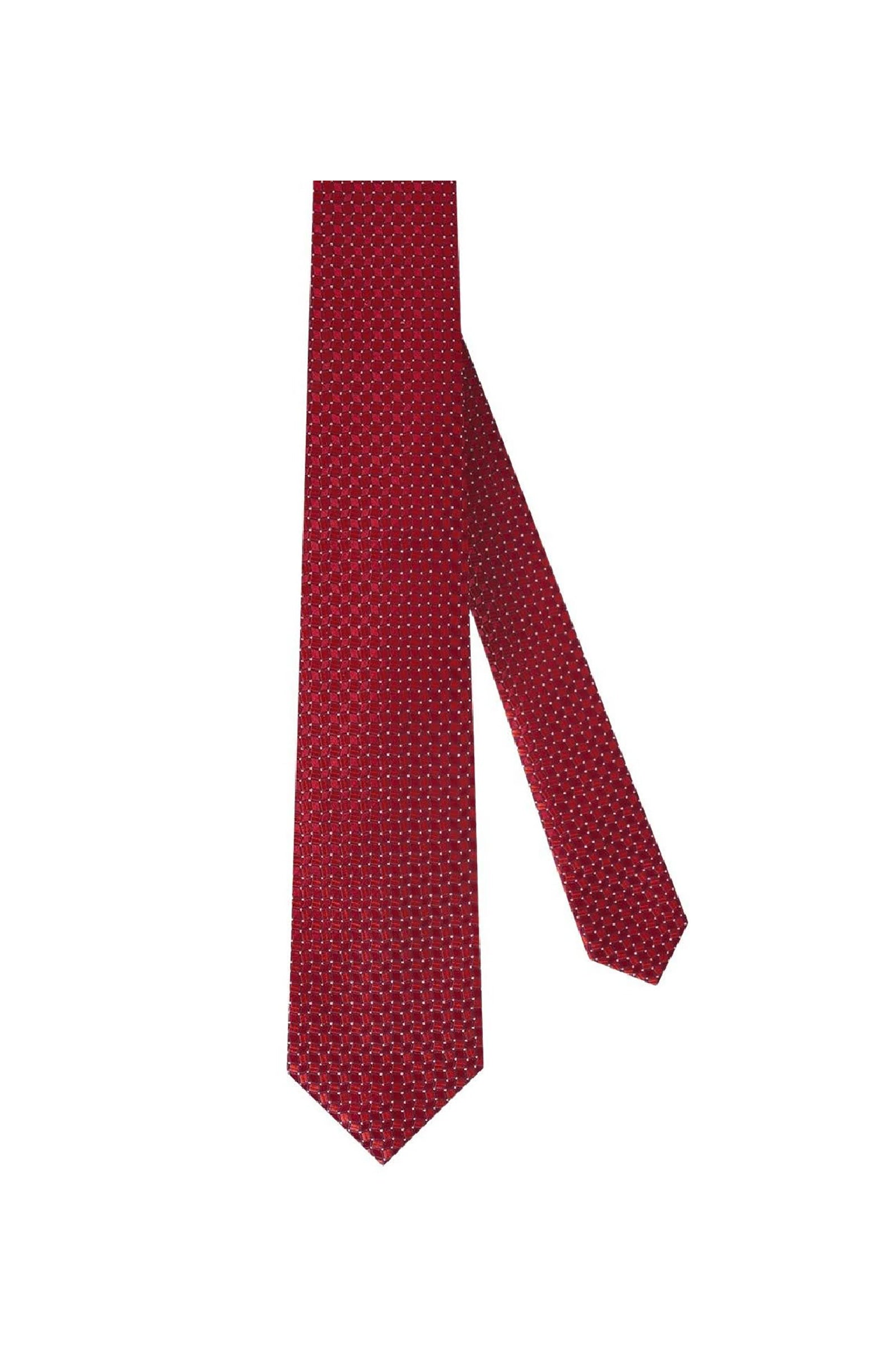 Cravate à motif géométrique en soie - Rouge & Blanc